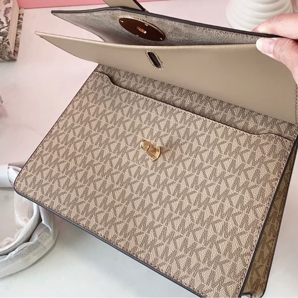 Final Sale!!! 👜 MICHAEL KORS 🌺 Greenwich Medium Logo Satchel - Picture 9 of 14